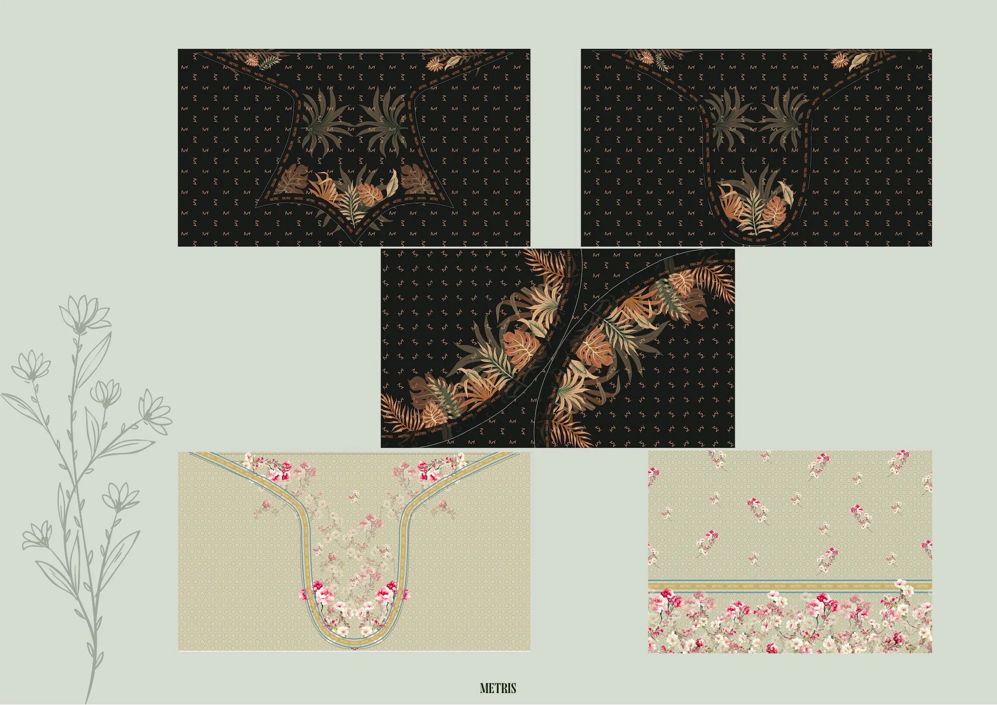 Desain scarf panel untuk Metris