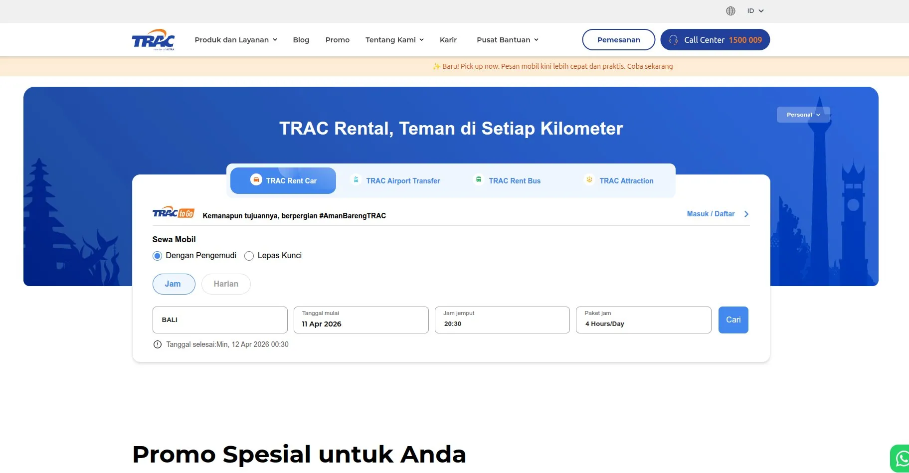 Tampilan TRAC Company Profile